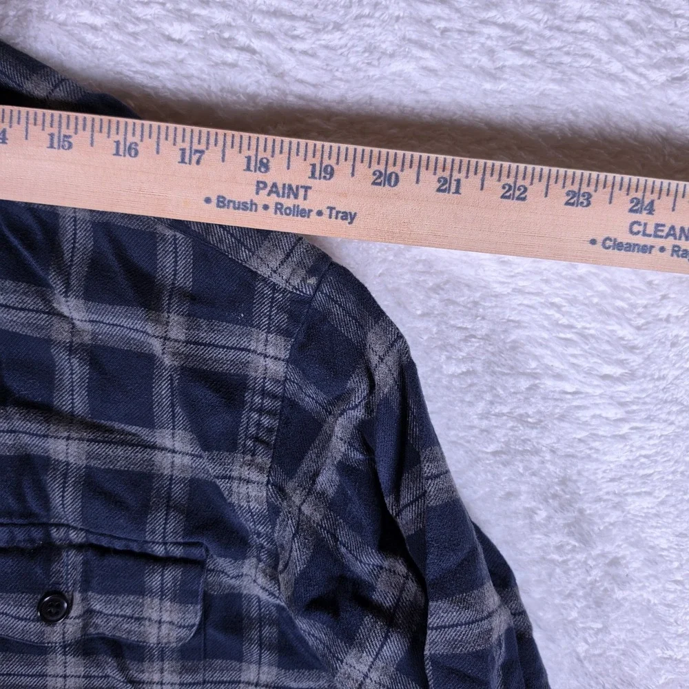 Polo Ralph Lauren Benford Mens M Navy Blue Beige Plaid L/S Flannel Button Down